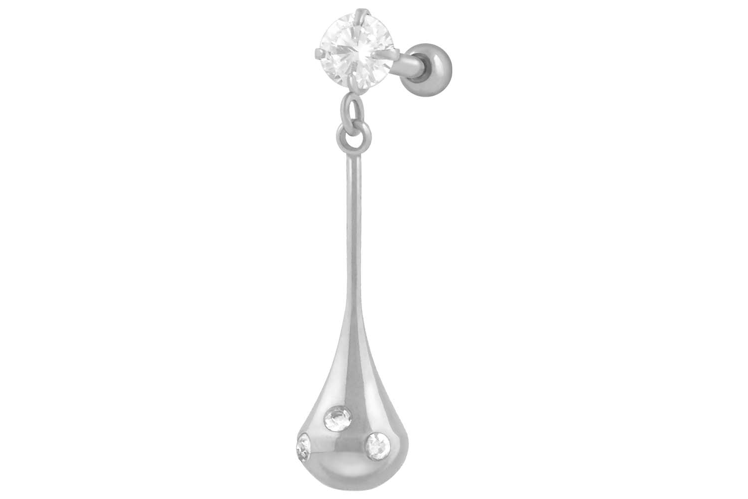 Chirurgenstahl Ohrpiercing TROPFEN + 3 KRISTALLE ++SALE++
